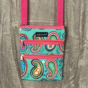 Simply Southern Paisley Crossbody Bag - Teal and Pink